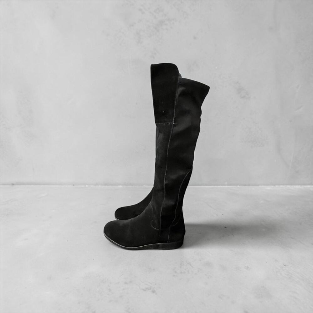 Franco Sarto Black Suede Over-The-Knee Flat Boots - Women’s Size 10